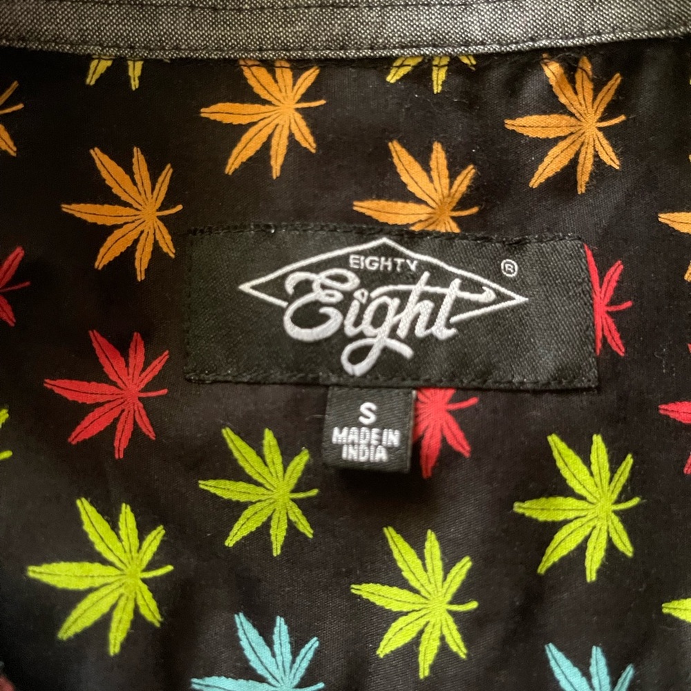 Eighty Eight Button Down Multicolored Pot Leaf Pr… - image 3